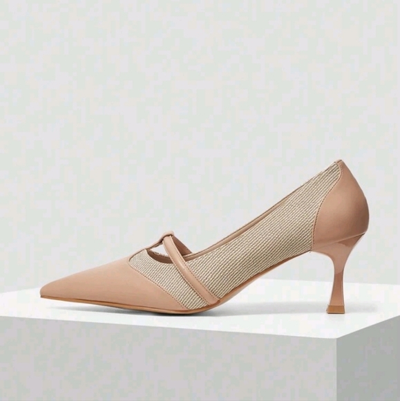 COLOR BLOCK POINTED TOE WOMEN PUMPS FOR CHRISTMAS AND NEW YEAR HOLIDAY - Picture 2 of 6